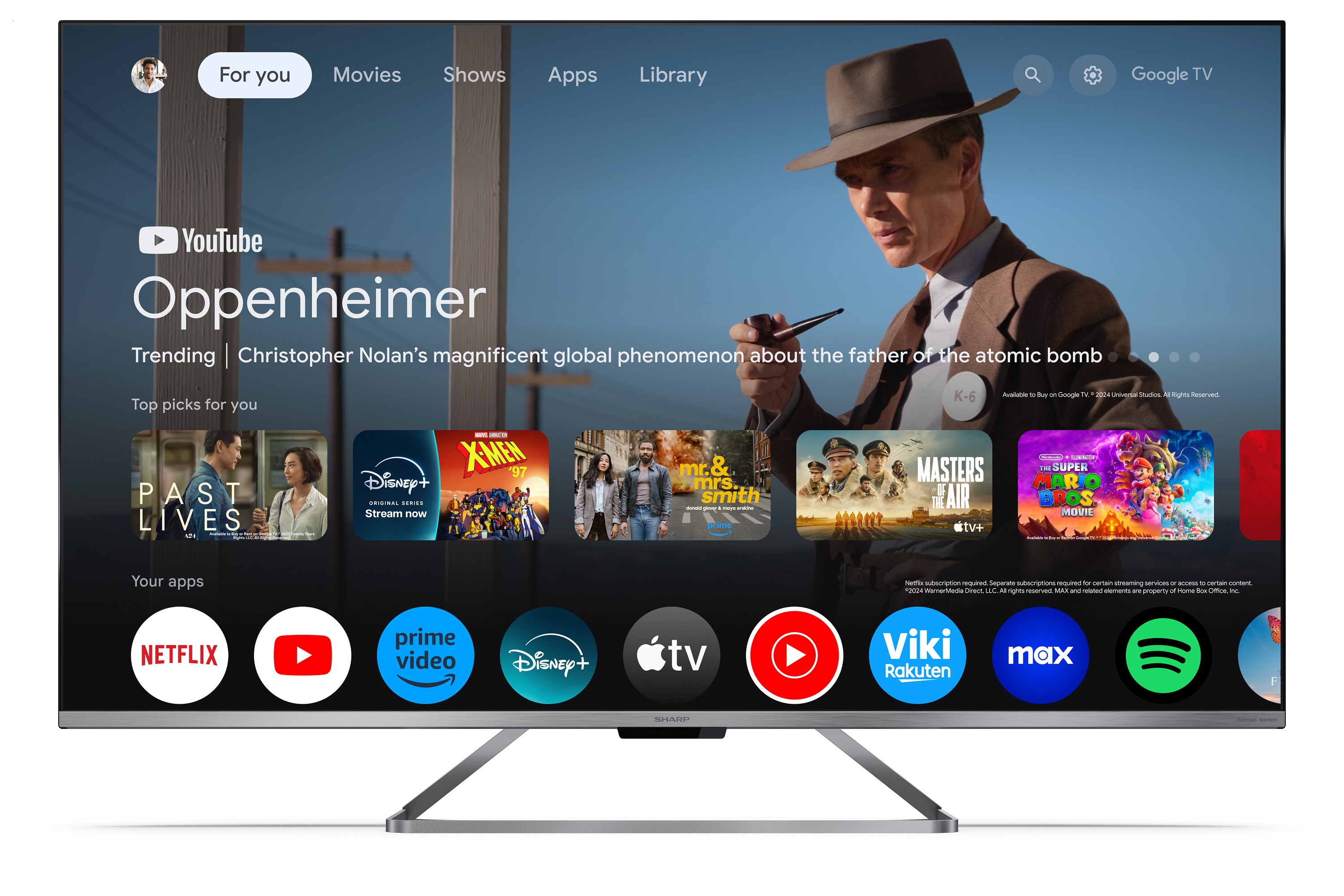 TV QLED SHARP AQUOS 55' GOOGLE TV 4K 55GP7265E WIFI ULTRA HD 4K